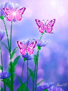 Голубые цветочки с бабочками