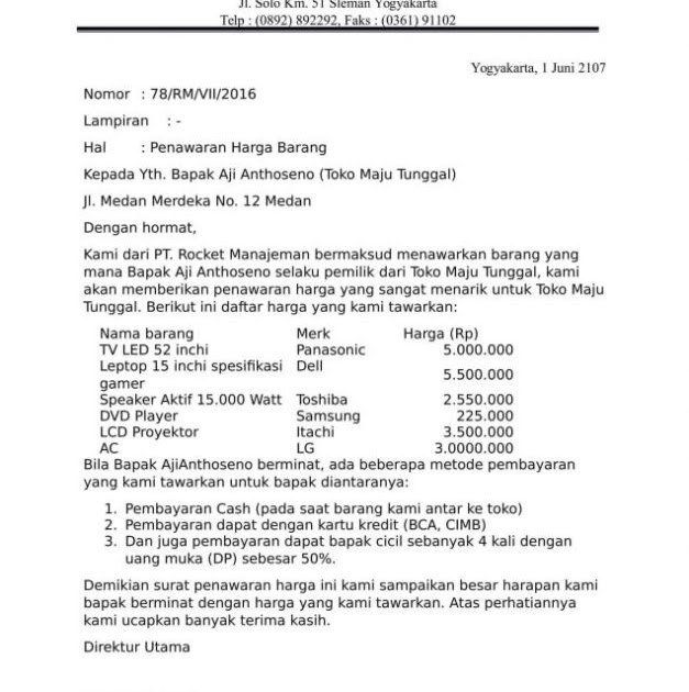 Contoh Surat Offering Letter Karyawan Paint Colors Images