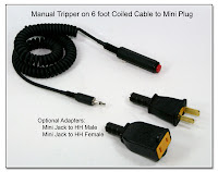 LT1027 (SC1040): Manual Tripper on 6 Foot Coiled Cable to Mini Plug (3.5mm) with HH (Male and Female Adapters)