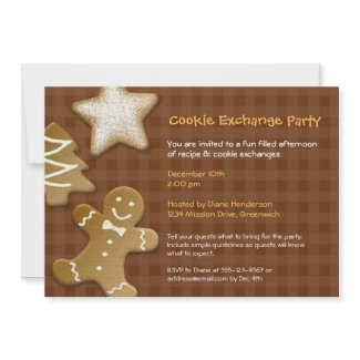 Gingerbread sugar cookie exchange swap brown party invitation