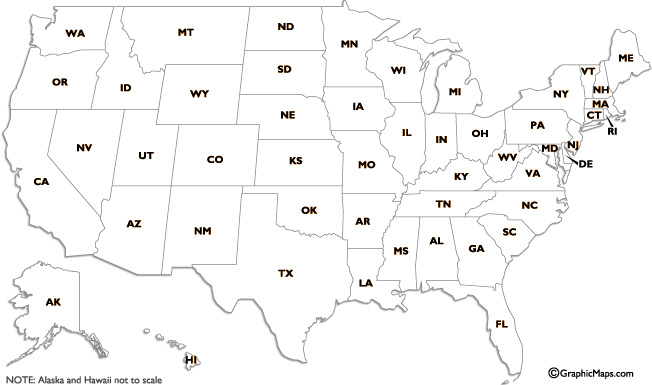 Us Map With State Abbreviations | Metro Map