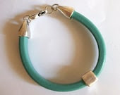 Boho Leather bracelet Turqouise with silver plated detail - elsahats