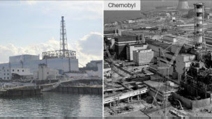 Fukushima (trái) và Chernobyl