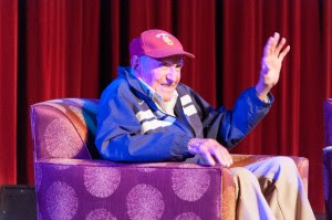 Courage · USC alum Louis Zamperini speaks Wednesday at Bovard Auditorium about how his Olympic and POW experiences shaped his life. - Priyanka Patel | Daily Trojan 