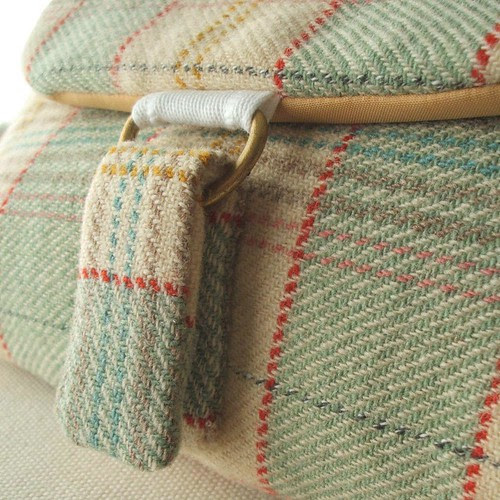 pistachio and oatmeal pure wool plaid clutch