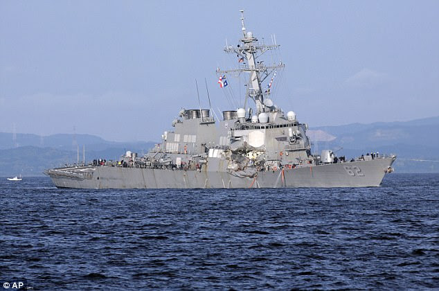 Operation: In May the USS Dewey (pictured), another destroyer, sailed within six miles of an artificial island in the South China Sea, again denying China's ownership of waters there