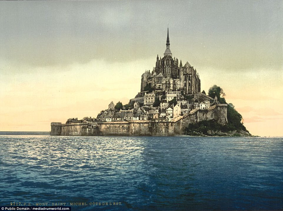 The collection includes this image from between 1890 and 1900 of Mont Saint-Michel, an island commune half a mile off the coast of Normandy near St Malo. Today the island is one of France's most recognisable landmarks, visited by more than 3 million a year