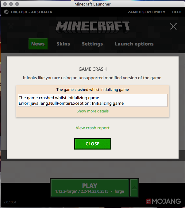 Minecraft Game Crashed Whilst Initializing Gambleh P