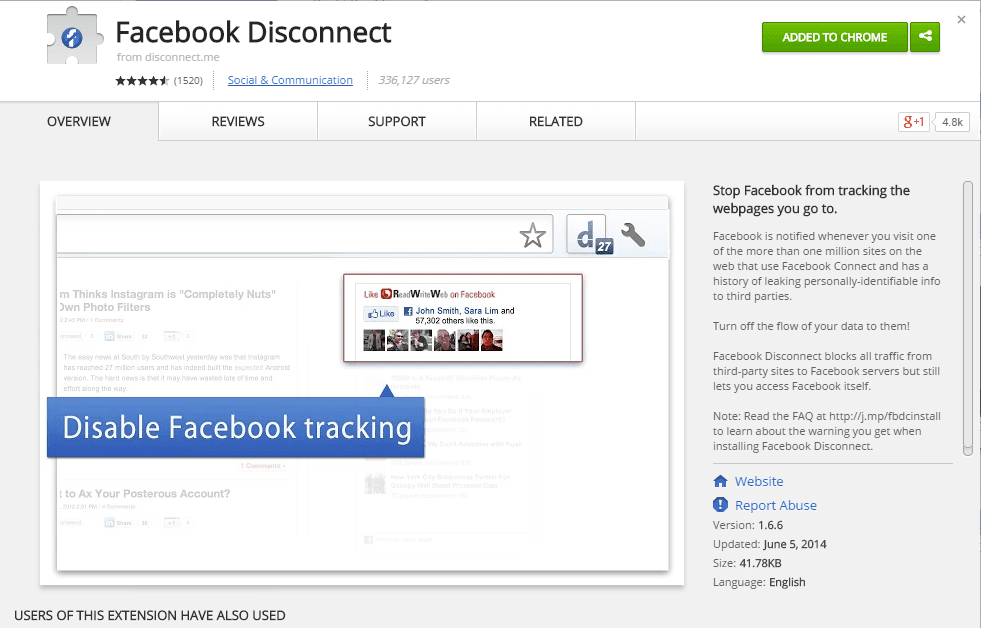 using facebook disconnect