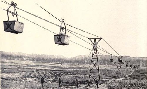 Produce carrying ropeway