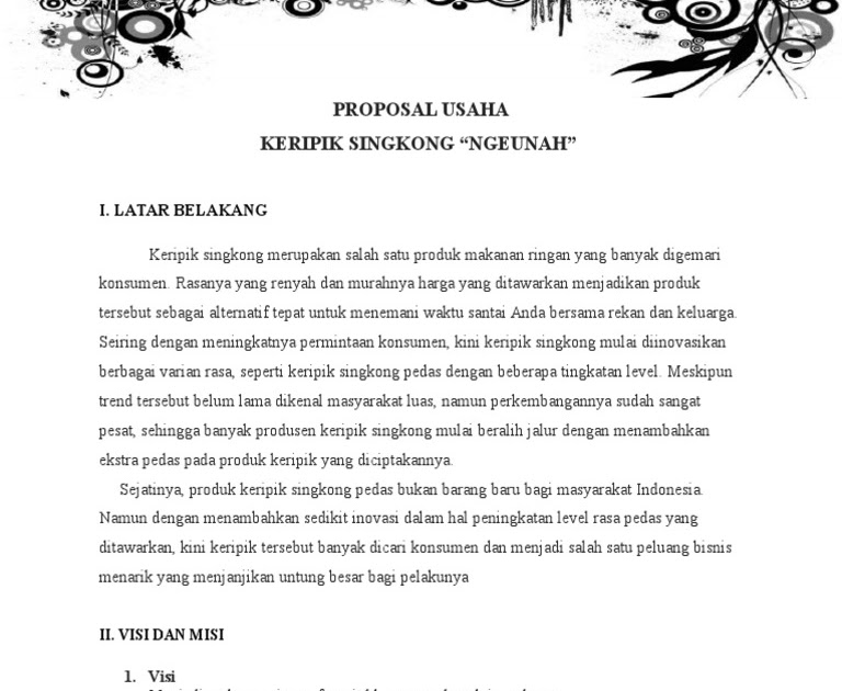 Contoh Proposal Usaha Makanan Ringan Keripik Berbagi Contoh Proposal