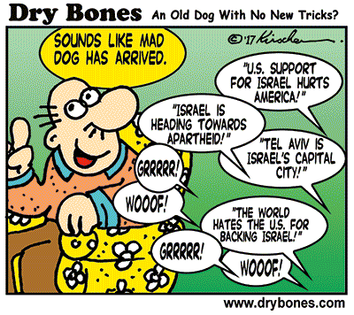 Dry Bones cartoon, Israel, Mattis, Mad Dog, America, 