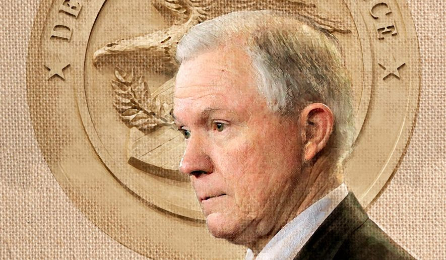 Illustration on Jeff Sessions for Attorney General by Alexander Hunter/The Washington Times