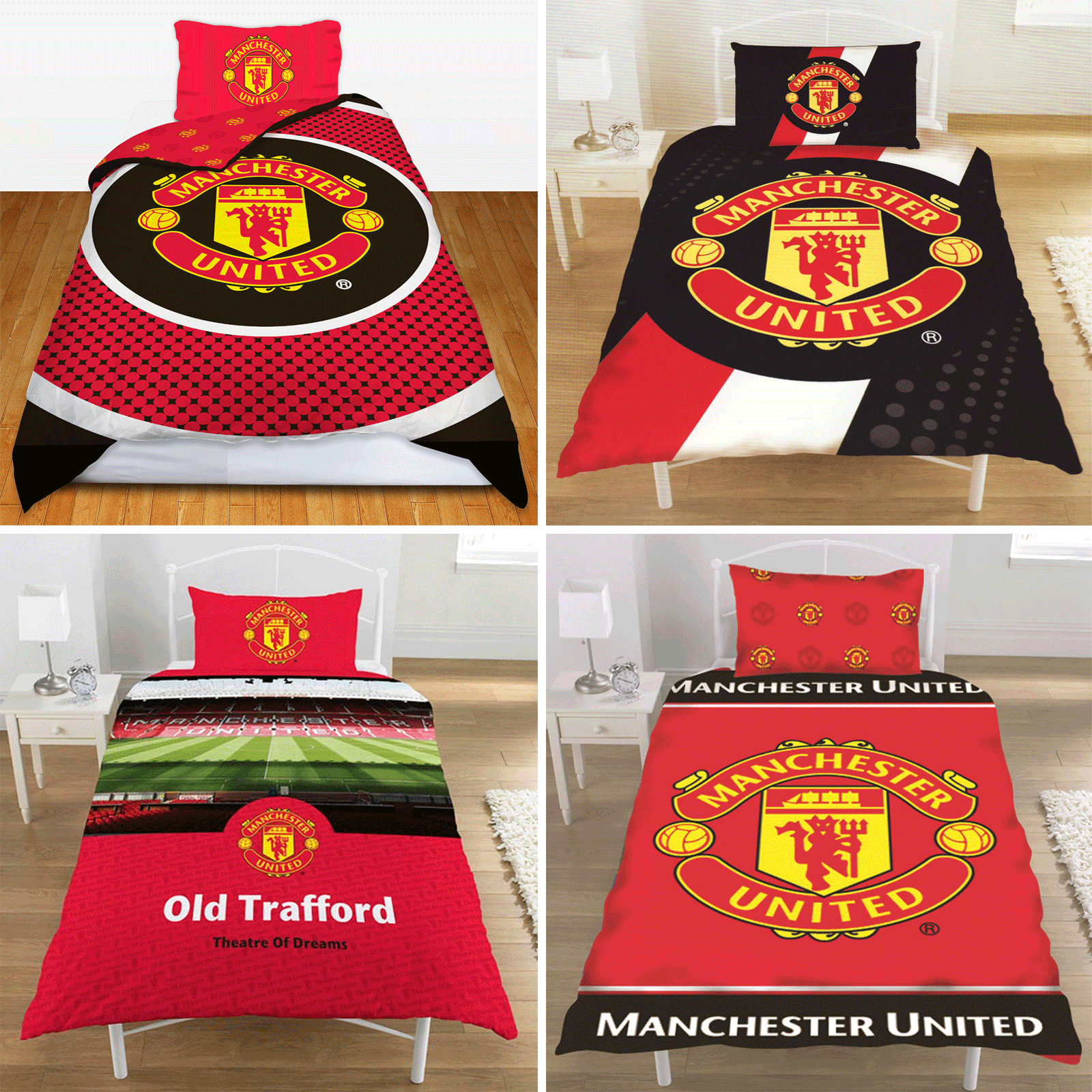 Manchester United Fc Football Club Single Duvet Quilt Cover Set