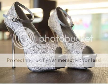 silver lace platform shoes