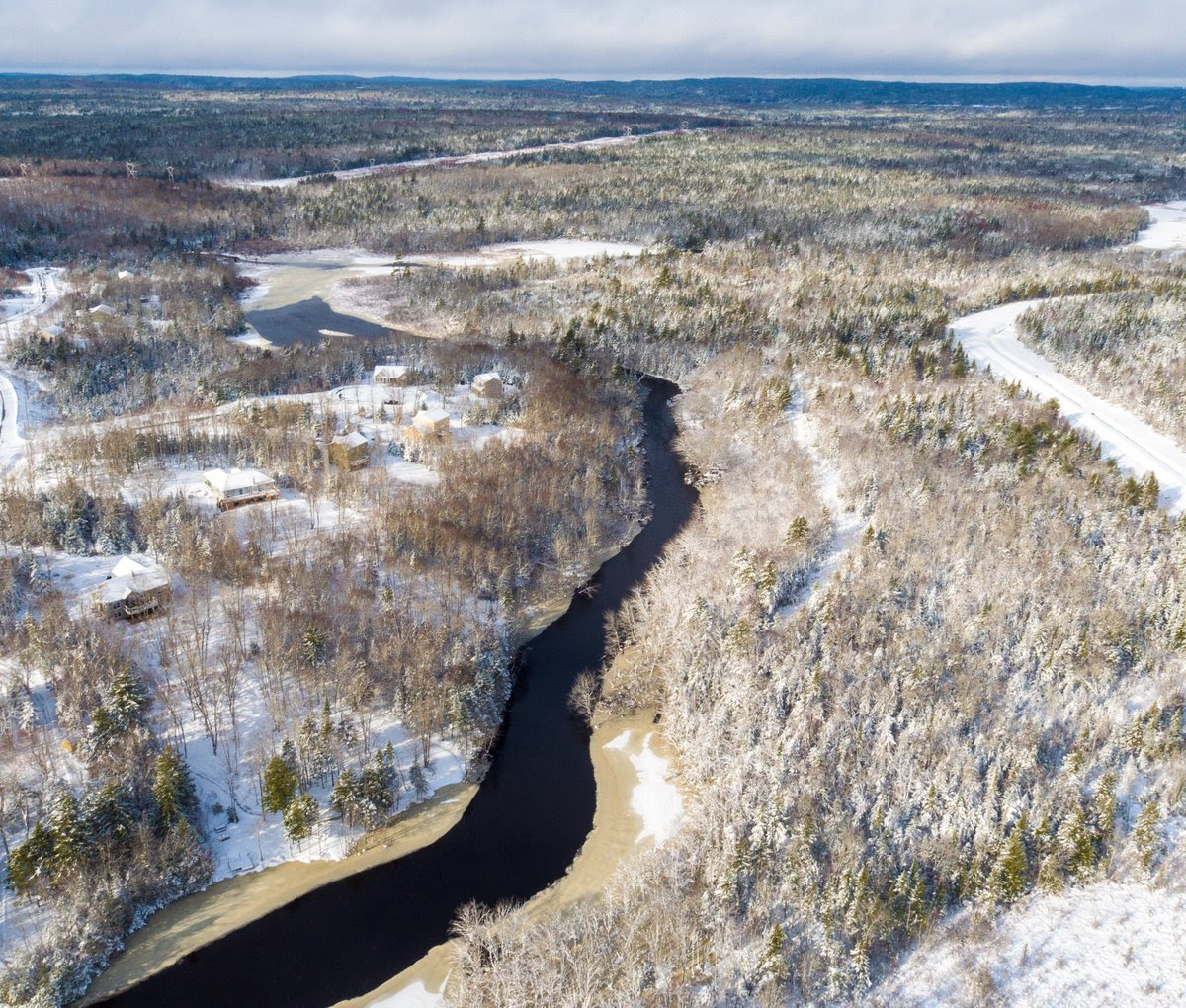 A few more wintery aerials of McCabe Lake area from @flitelab 