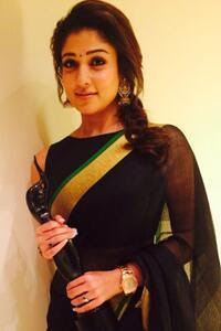 Actress Nayantara in black saree at 61st South Filmfare Awards 2014 ...