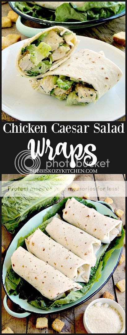 Chicken Caesar Salad Wraps are a quick and easy way to enjoy your favorite salad with no fork needed. From www.bobbiskozykitchen.com
