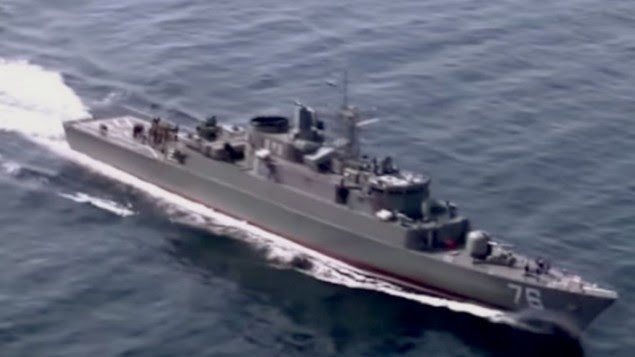 An Iranian navy vessel during a drill in the Strait of Hormuz (YouTube screenshot) An Iranian navy vessel during a drill in the Strait of Hormuz (YouTube screenshot)