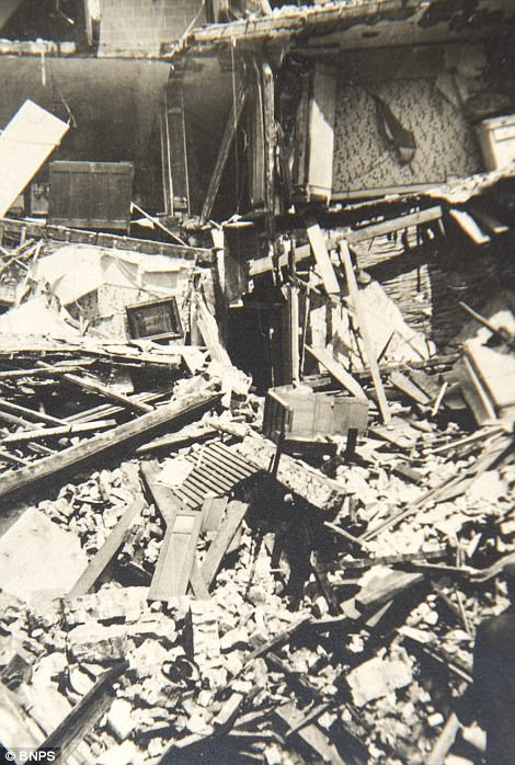 There are also several photos showing the extensive damage caused to seafront buildings in Dunkirk and the neighbouring Belgian towns of Ostend (left and right) and La Panne