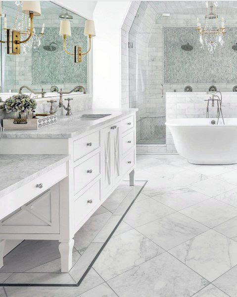 Bathroom Marble Flooring Ideas - Image of Bathroom and Closet