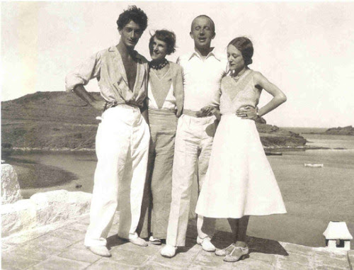 Dalí,Gala,Paul and Nusch Eluard at Port Lligat, 1931
via bib.ub.edu