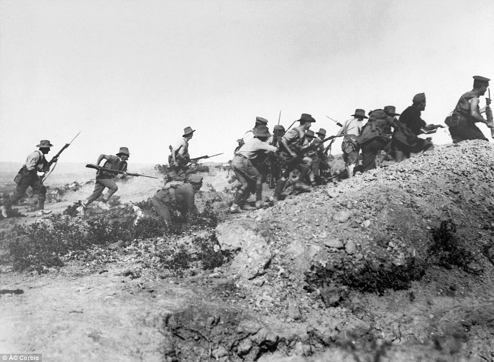 Anzac troops charge a Turkish trench but find it deserted upon arrival. While the campaign was a disaster, it is seen as a defining period in the national character of both countries