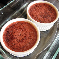 Red Velvet Creme Brulee out of the oven