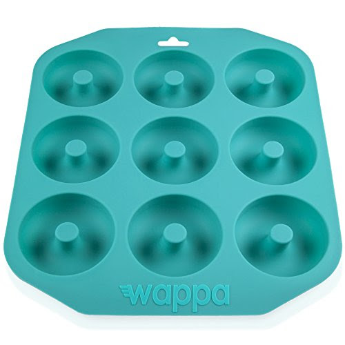 Large Donut Pan - Non-stick Silicone Donut Mold Made Of Heavy Duty, Heat Resistant Material To Bake 9 Full Size Donuts/Bagels/Muffins & Other Delicacies - Professional Grade Doughnut Pan (Turquoise)