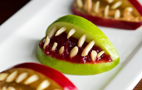 http://ohsheglows.com/2012/10/15/3-ingredient-halloween-apple-bites/