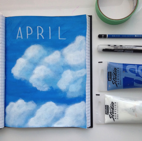 art journal april clouds