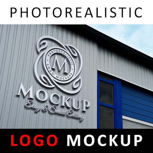 Download Free Logo Mockup 3d Metallic Aluminum Logo Signage On Factory Facade Wall Psd Template PSD Mockups.