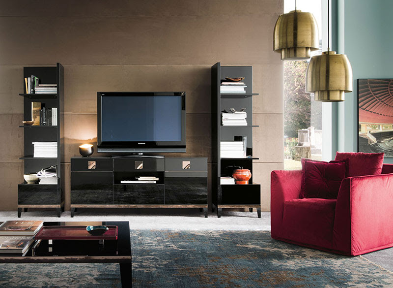 Meela Menon Black High Gloss Living Room Furniture Sets