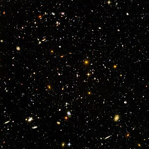 The Hubble Ultra Deep Field, is an image of a ...