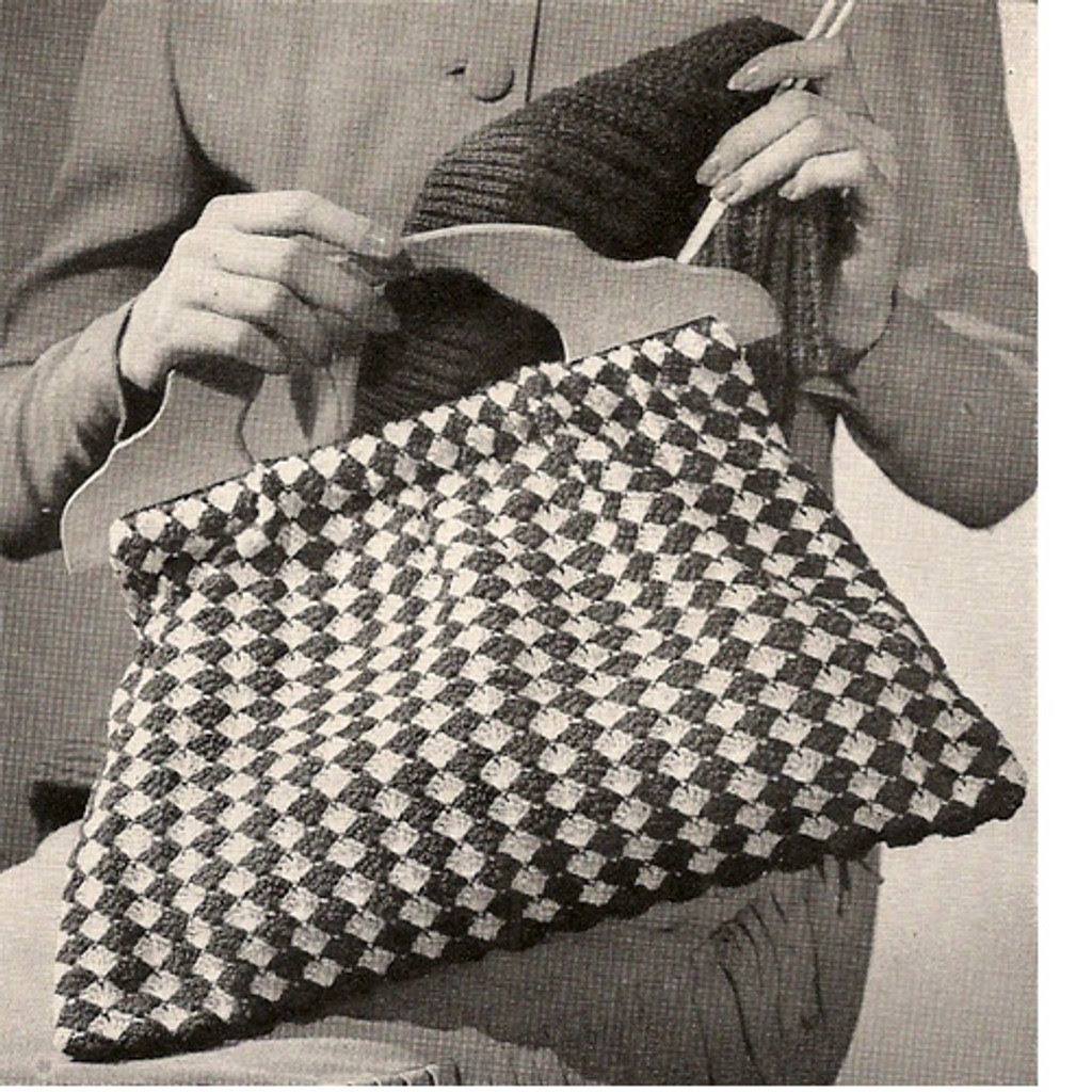 Crochet Pattern, checked utility bag