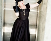 Vintage dress, black sleeveless gothic steampunk victorian, You Babes II - RoseleinRarities