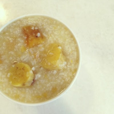 Sweet potato congee for the sick daddy.  (Taken with Instagram)