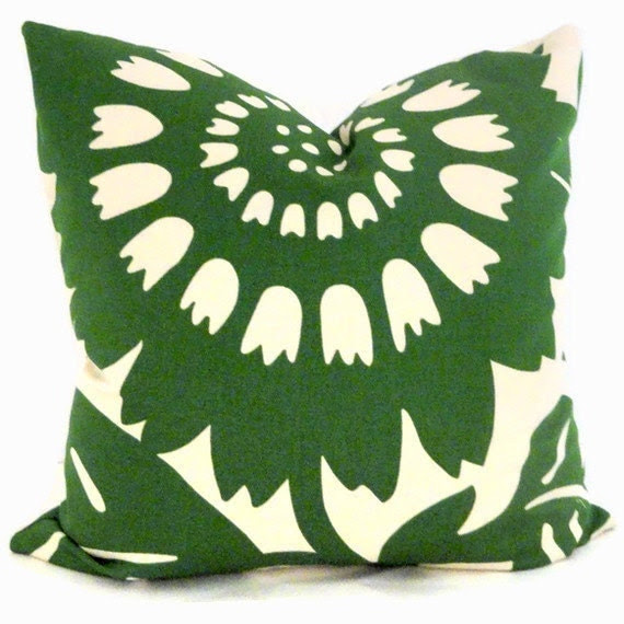 Emerald Green Sunflower, Duralee Decorative Pillow Cover, 18x18 LAST ONE