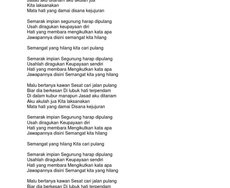 Lirik Dan Chord Permata Yang Hilang