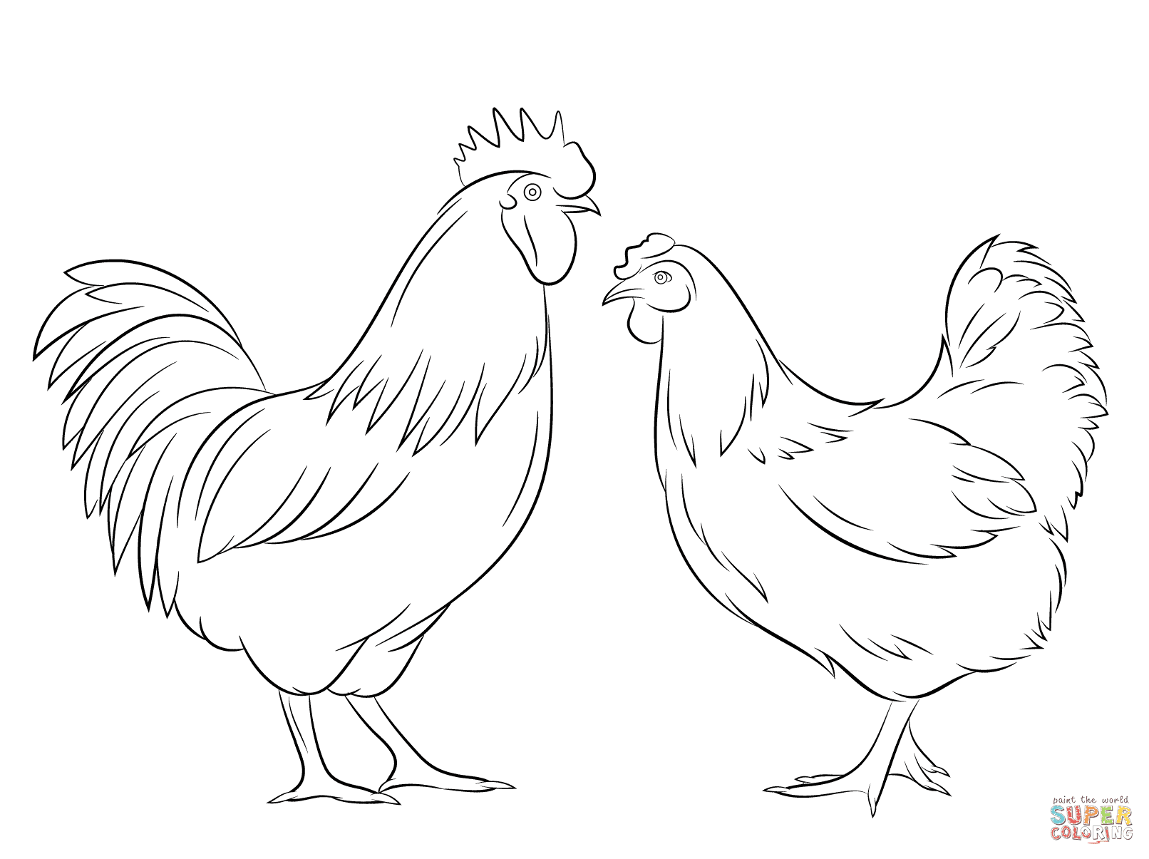 Rooster and Hen coloring page Free Printable Coloring Pages Rooster and Hen coloring page Free Printable Coloring Pages