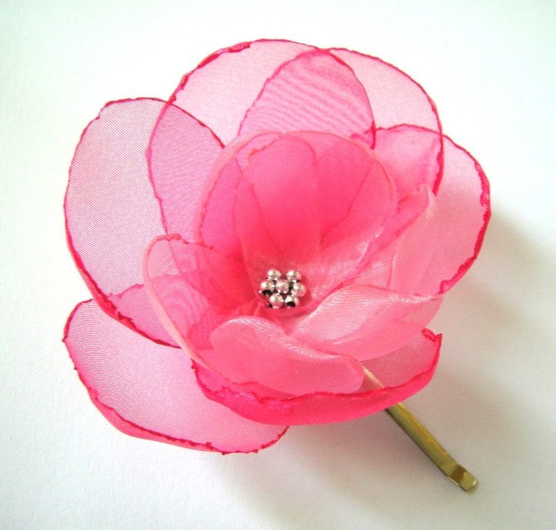 Cerise Cherry blossom pink spring rose wedding flower hair pin