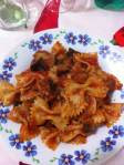Farfalle melanzane e salsiccia