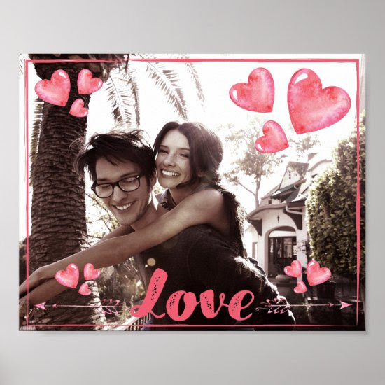Love Poster With Hearts Add Your Photo Matte 10x8