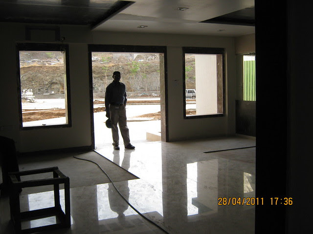 Imported flooring in the entrance lobby of B Tower in Sangria at Megapolis Hinjewadi Phase 3, Pune