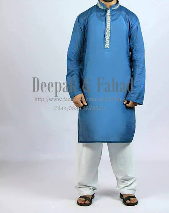 Mens-Boy-New-Summer-Eid-Dress-Kurta-Kamiz-Salwar-Pajama-by-Deepak-Fahad-13 Mens-Boy-New-Summer-Eid-Dress-Kurta-Kamiz-Salwar-Pajama-2013-by-Deepak-Fahad-13