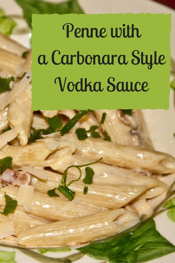 Penne with a Carbonara Style Vodka Sauce