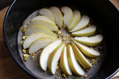 Upside Down Pear & Pistachio Cake - before