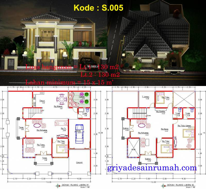 Desain Rumah Lengkap Denah Gambar Puasa Mewah Modern 2 Lantai