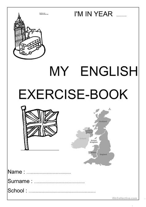 Exercise-book cover worksheet - Free ESL printable