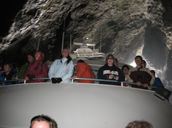 The boat inside painted cave